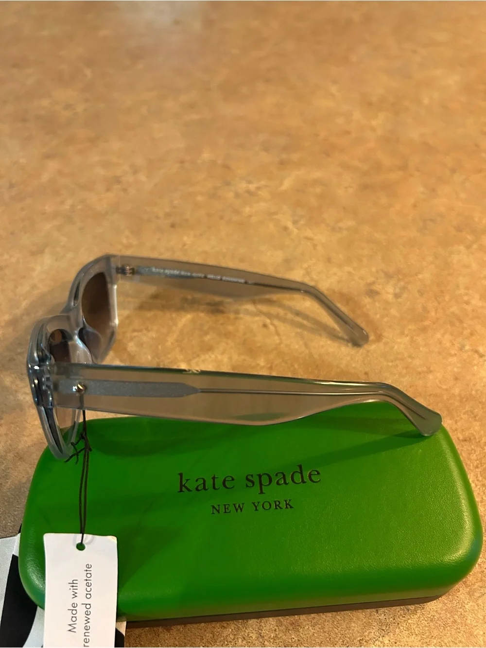 kate spade Gray Translucent Square Sunglasses with Black Lenses